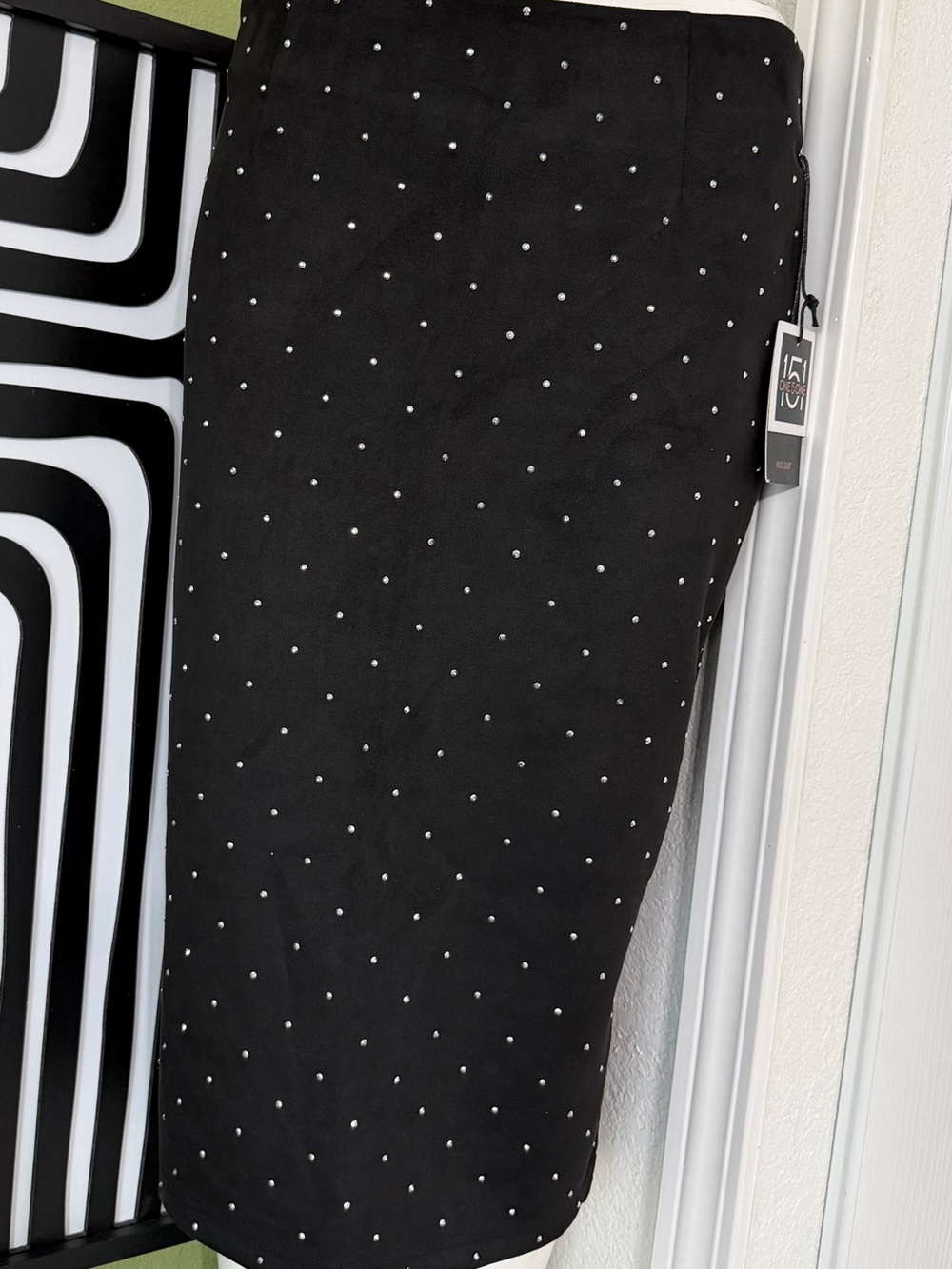 one 5 one Black Pencil Skirt with Silver Studs